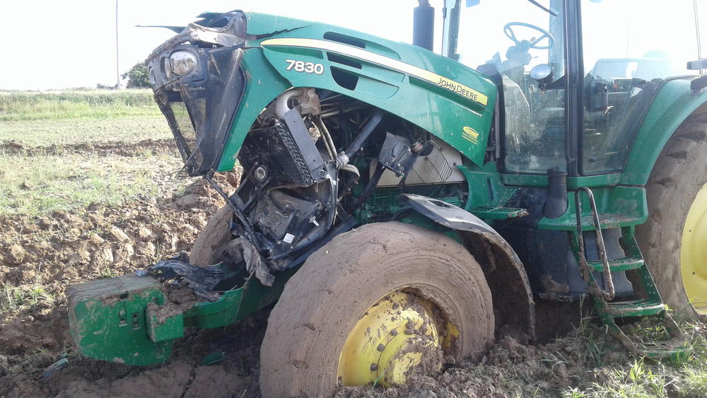 green tractor front view