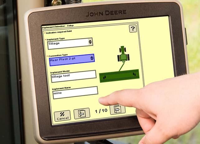 Finger pointing at John Deere Implement Detection Setup